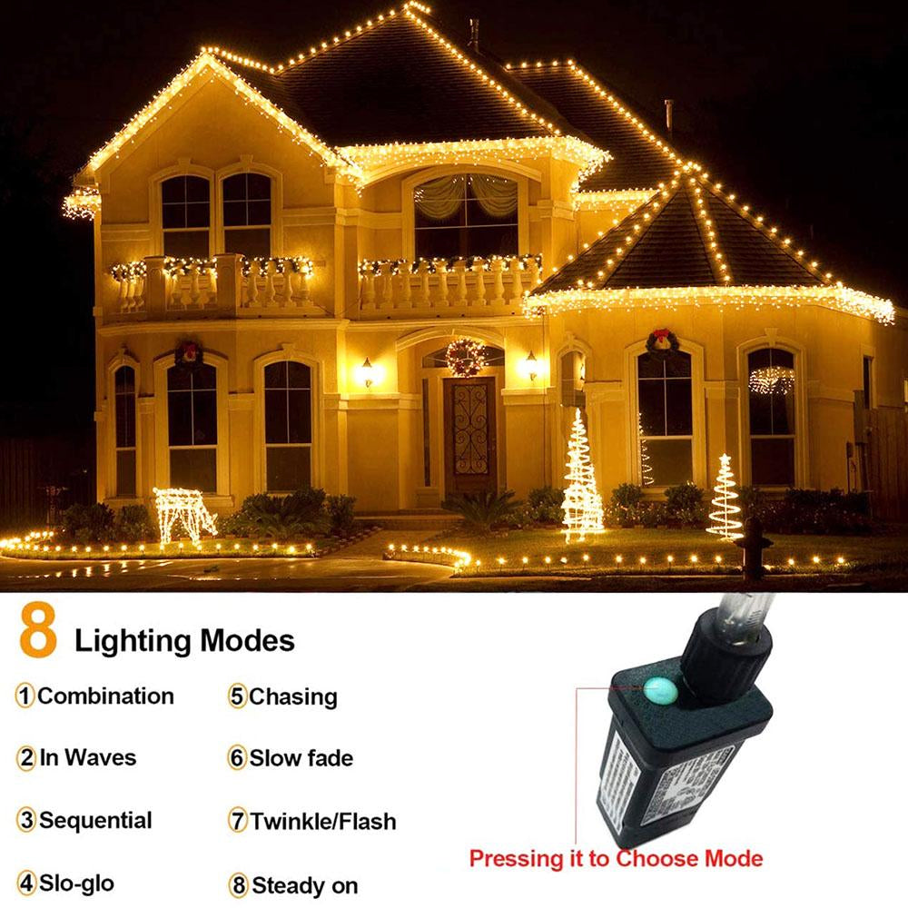 240 Warm White LED Icicle Lights (5m)