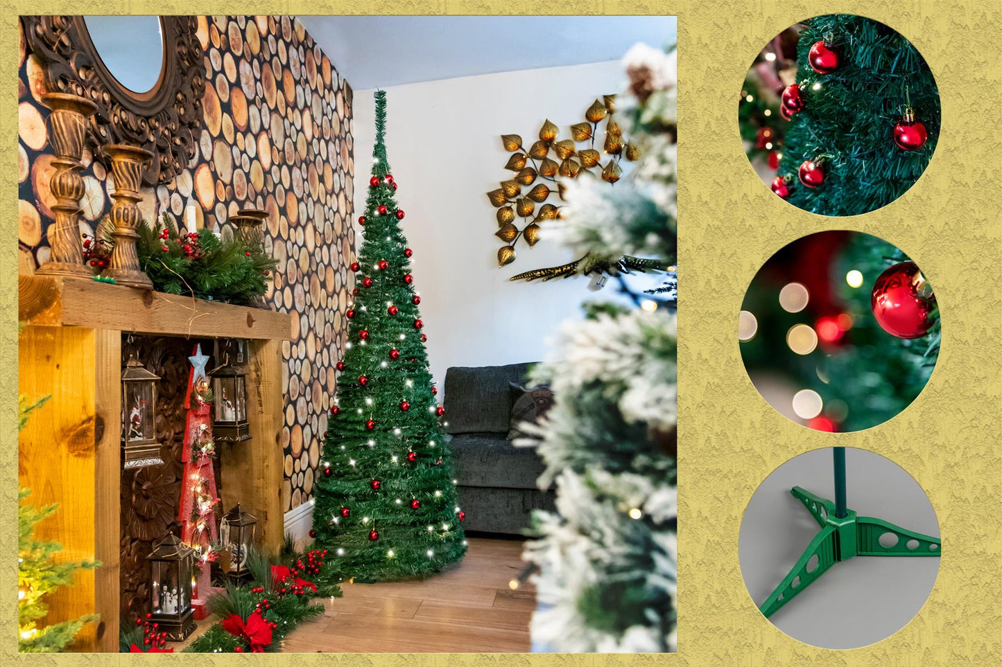 4ft (120cm) B/O Prelit Red Baubles Decorated Pop Up Tree