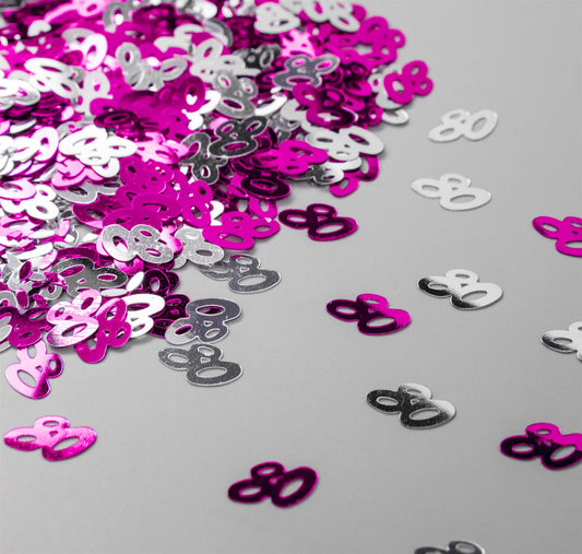 5 x Pink 80th Birthday Confetti