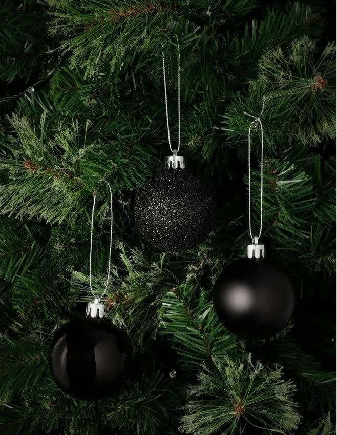 6 Black Baubles - 6cm