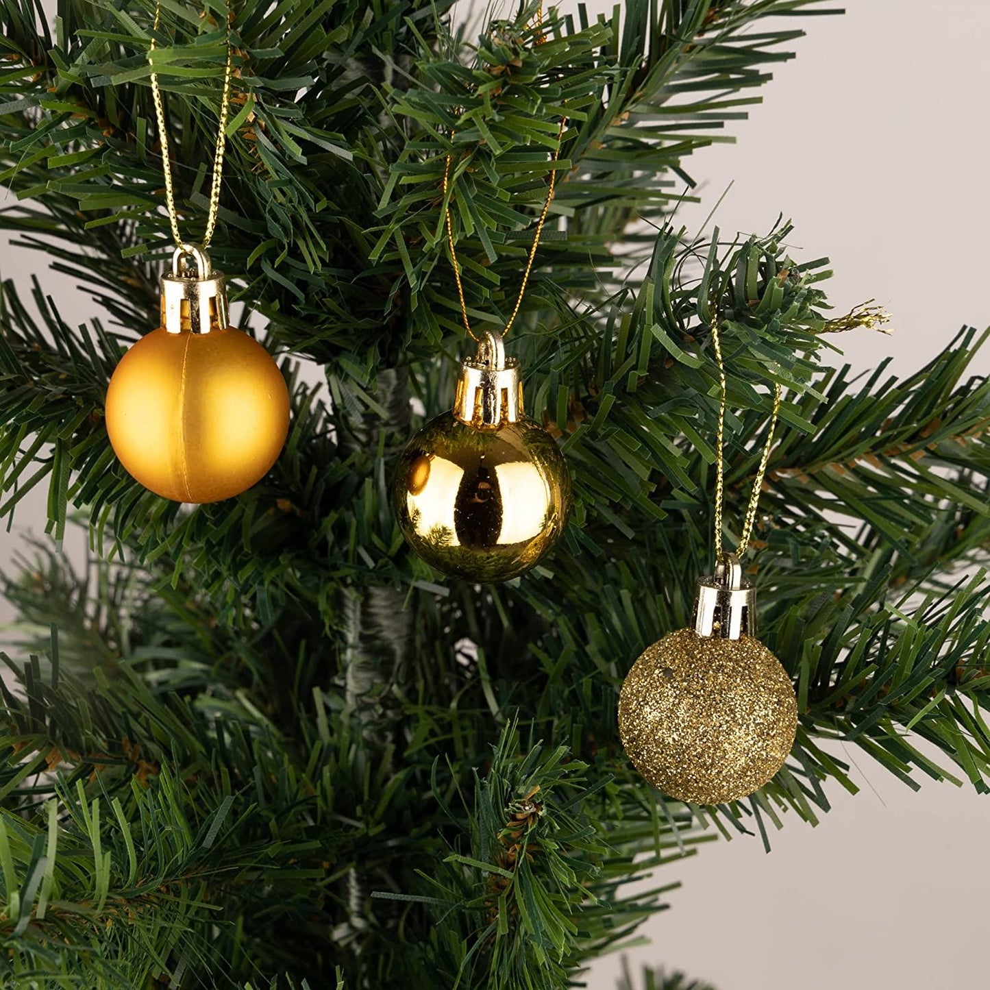 Deep Gold Baubles - 3cm, 12 Pieces Set, PVC