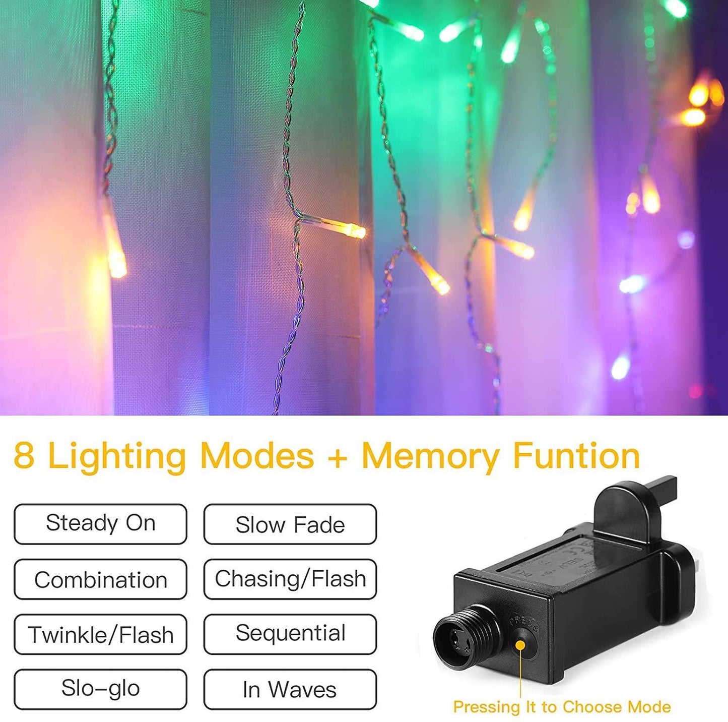 480 Multicolor LEDs Icicle String Fairy Lights