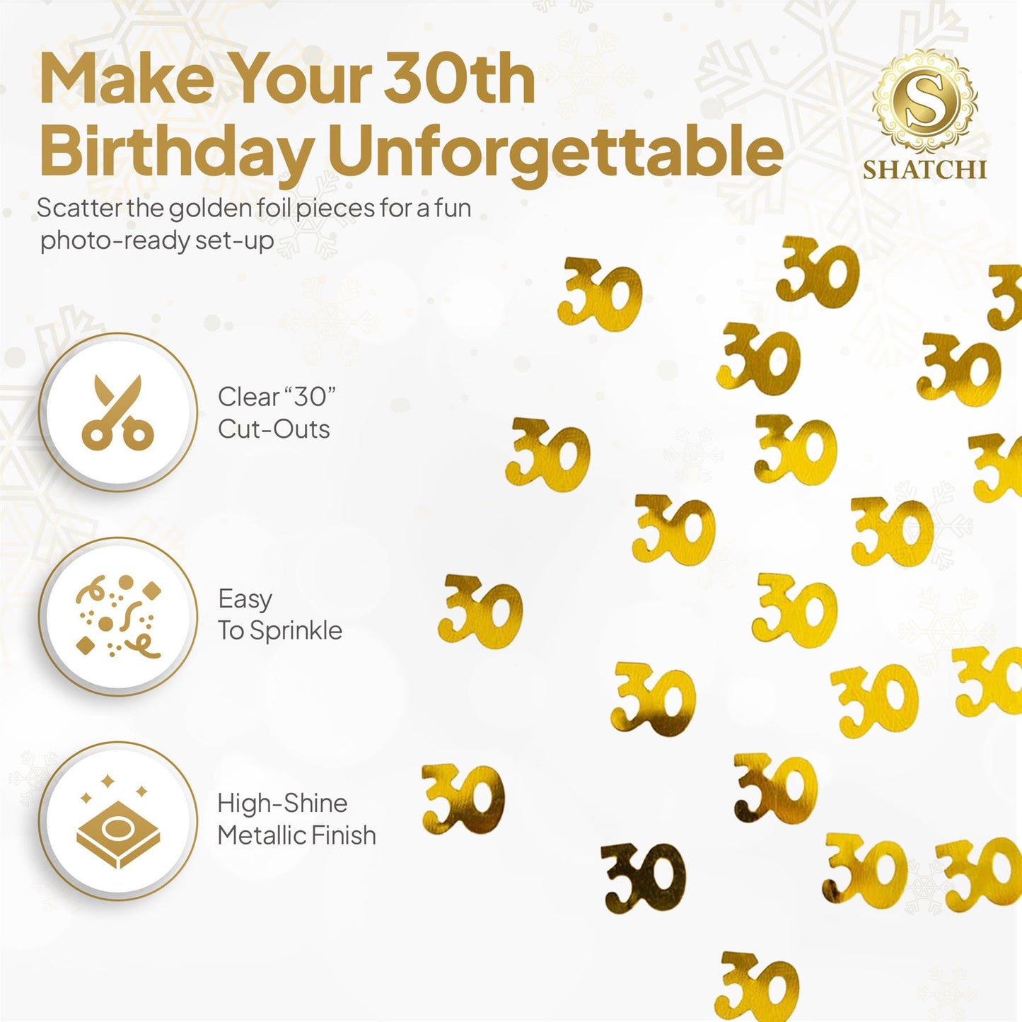 30th Birthday Confetti - Gold, 14g, 2 Pack