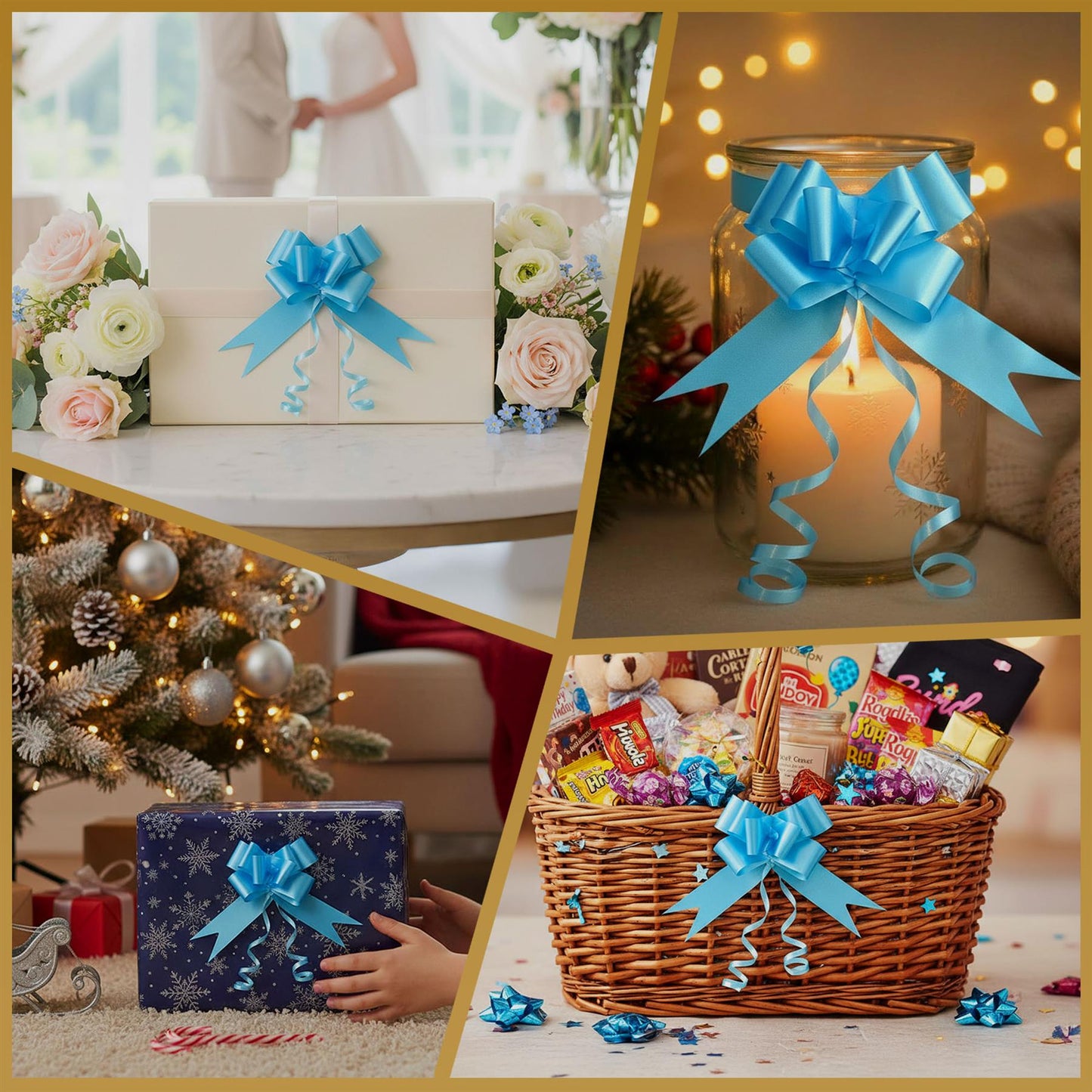 Shatchi 40pcs Pale Blue 30mm/3cm Pull Bows Gift Wrap & Hampers