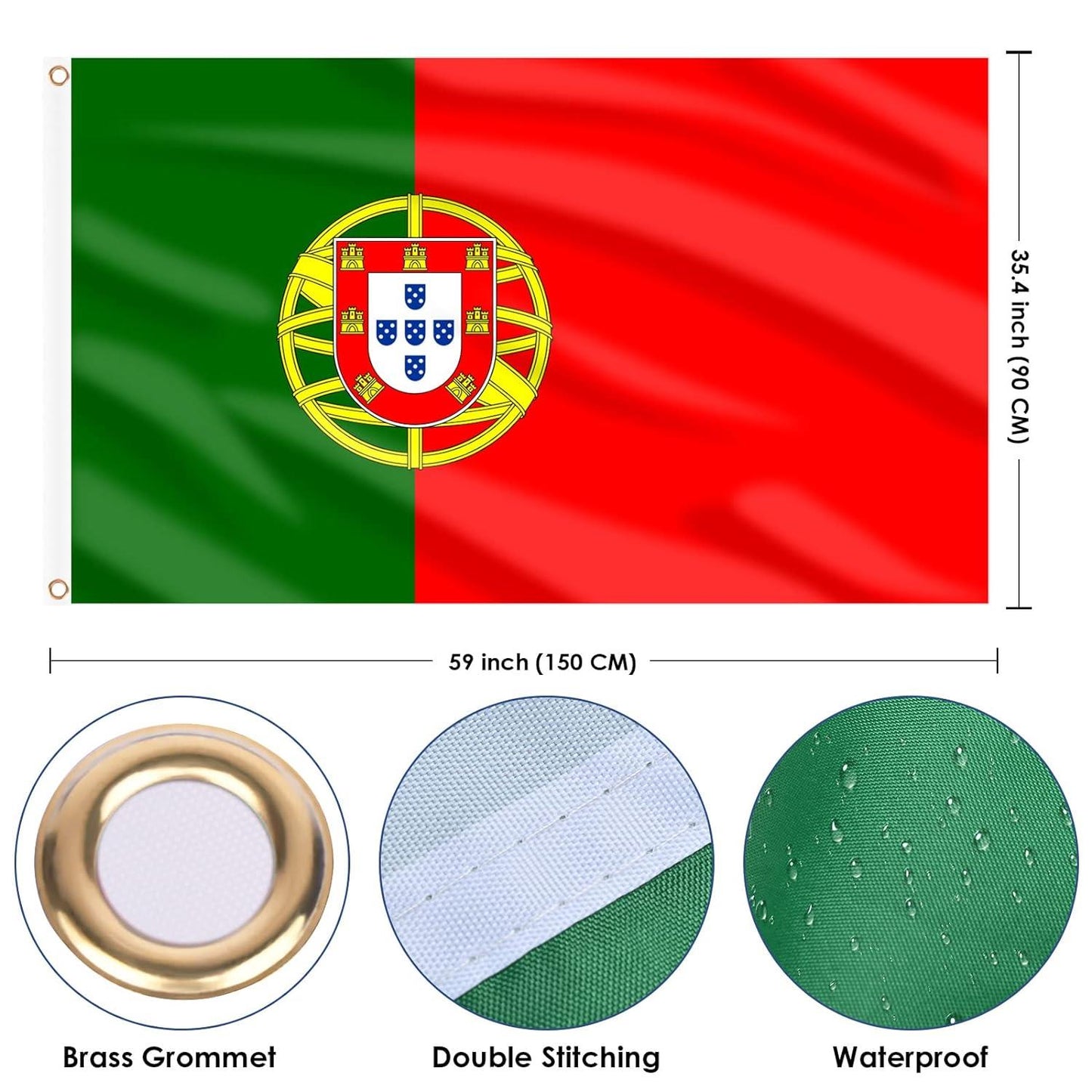 Portugal Flag 5x3ft With Eyelets