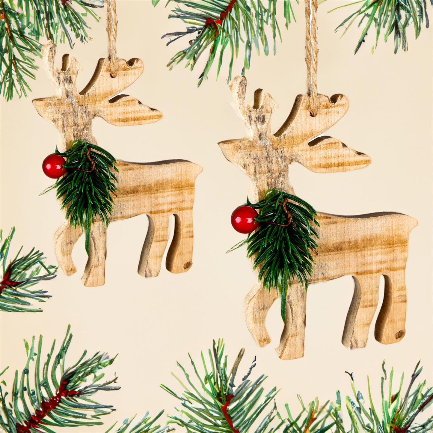 Wooden Reindeer Ornament (12x8x1.5cm)