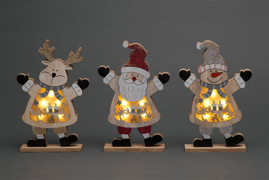 3 LED Wooden Christmas Ornaments