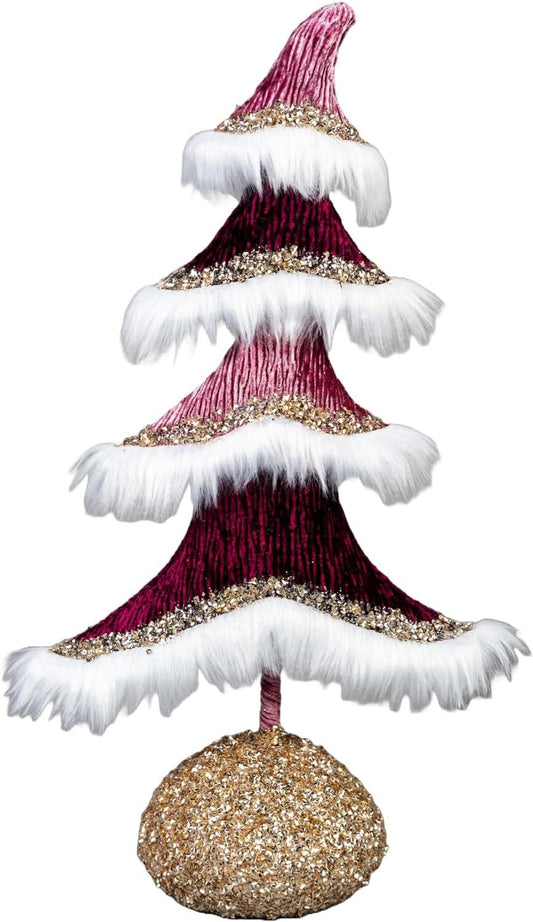 47cm Tree Burgundy & Gold