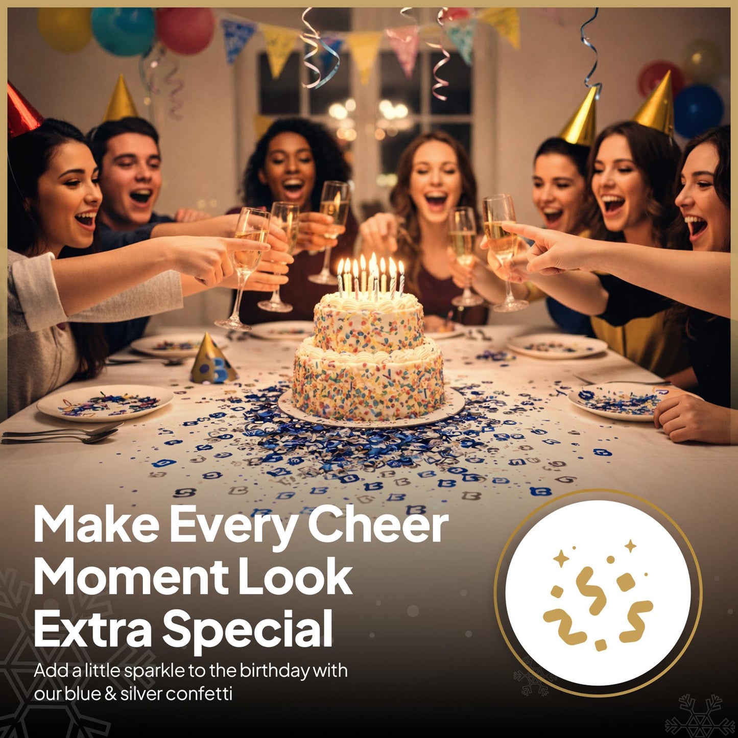 4-Pack 13th Birthday Blue and Silver Confetti