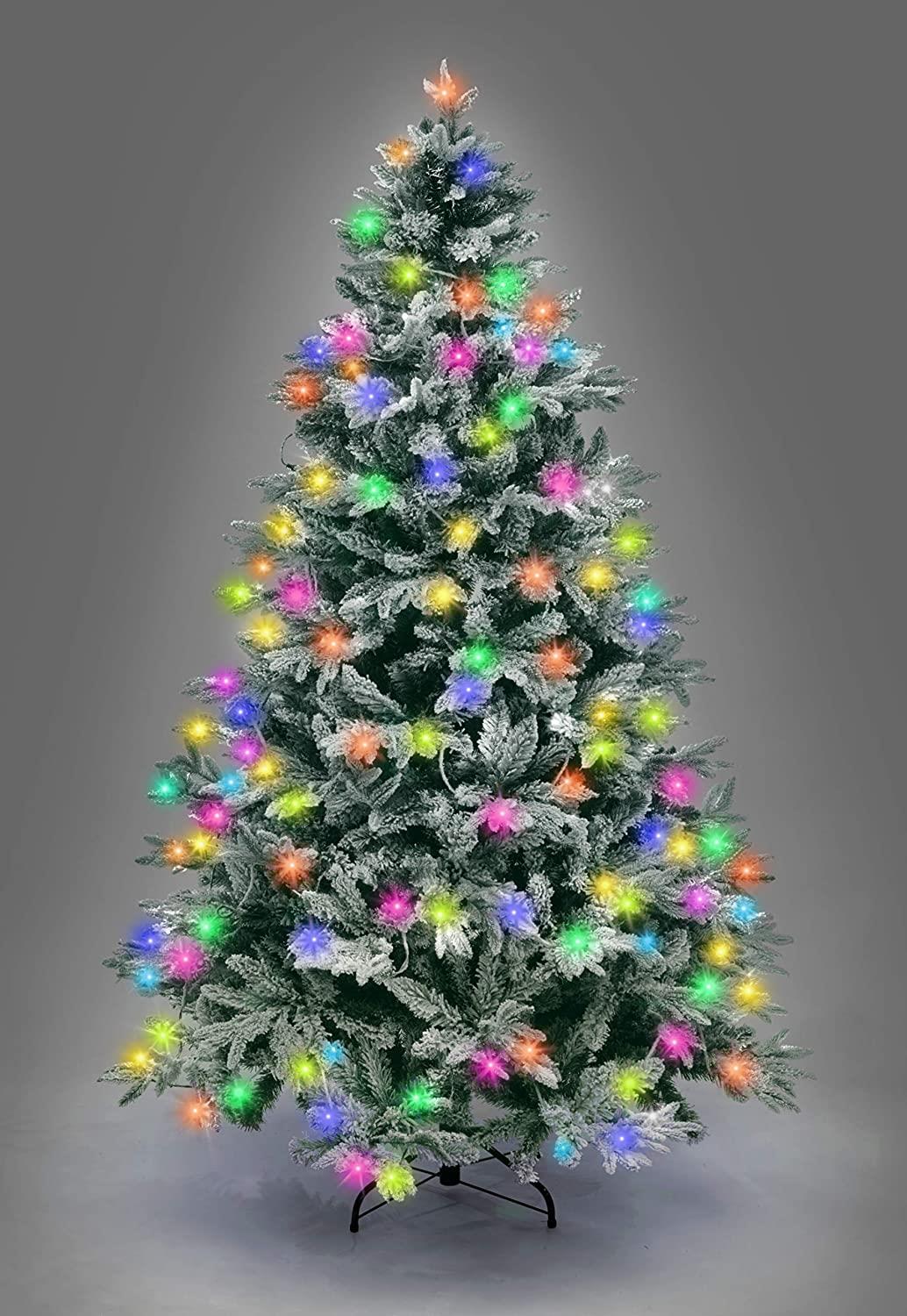 10ft Pre-Lit Lapland Snow Covered Christmas Tree - Multicolor LEDs