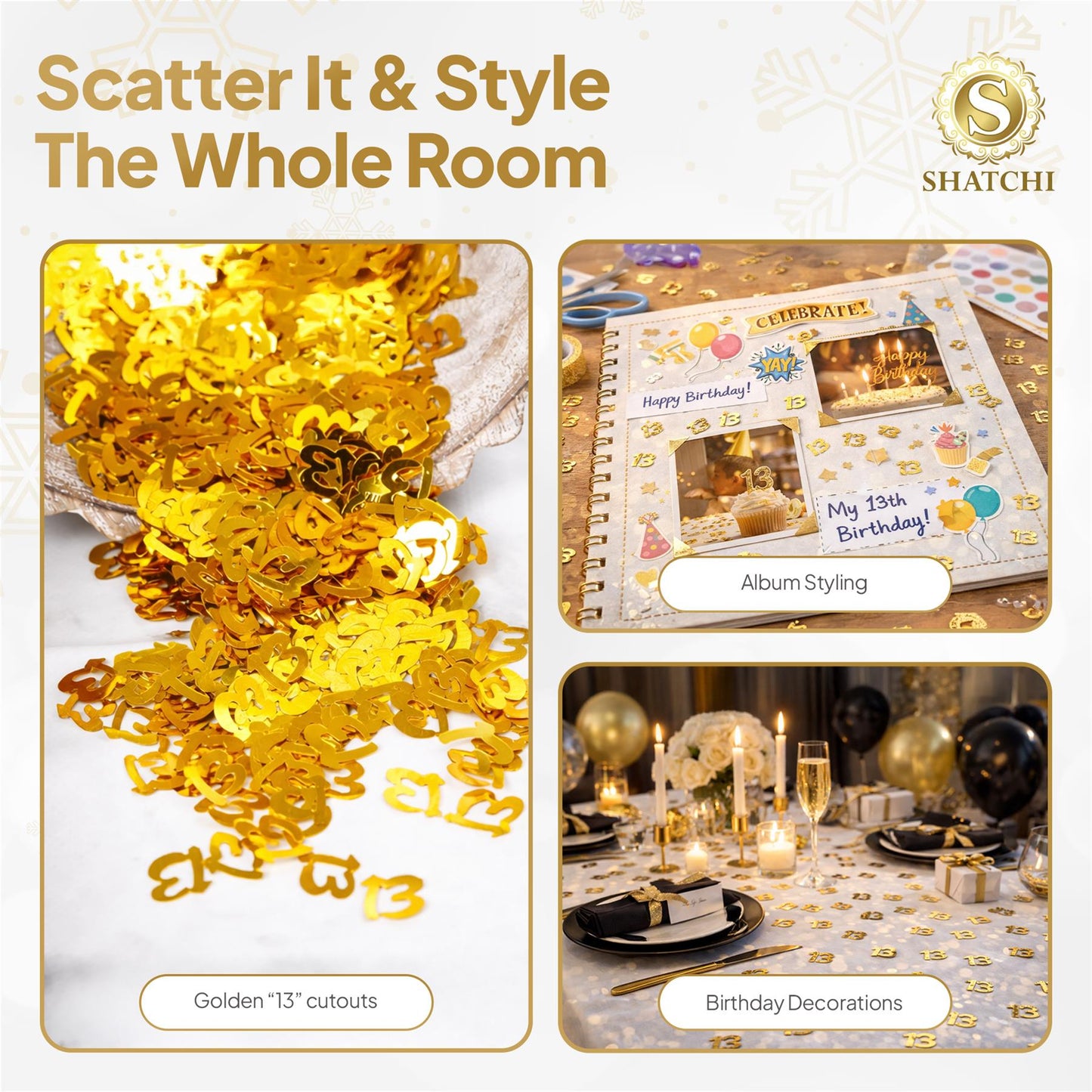 4 x 14g Gold 13th Birthday Confetti