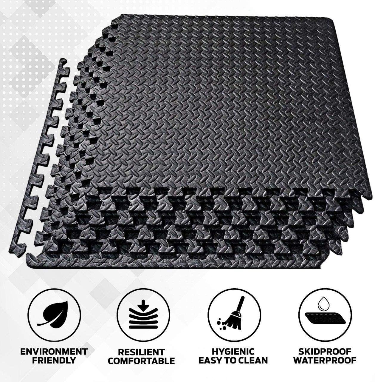 4 pcs Black Puzzle Foam Mats - 60x60x1.1cm