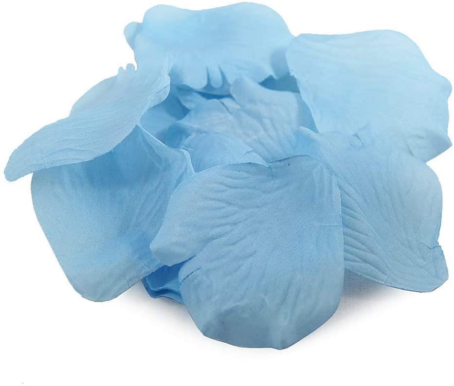 200 Light Blue Silk Rose Petals