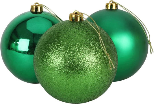 Set of 3 Dark Green 15cm Baubles (PVC)