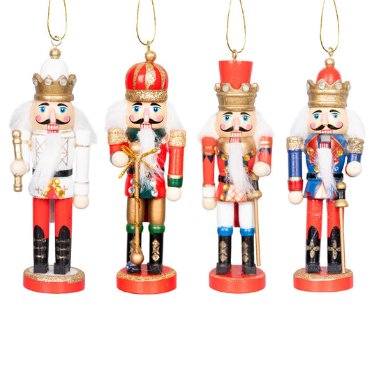 13cm Wooden Nutcrackers Figures - 4-Piece Set