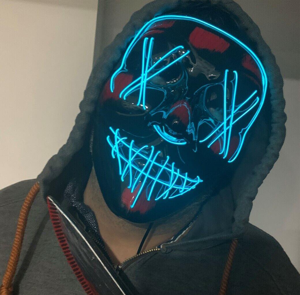 Blue Halloween Purge Mask with LEDs