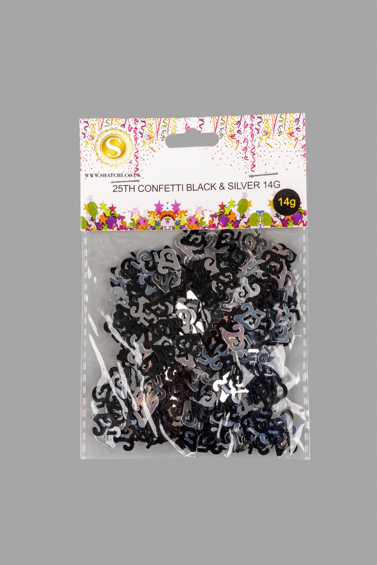 25th Confetti Black & Silver 14G 1PK