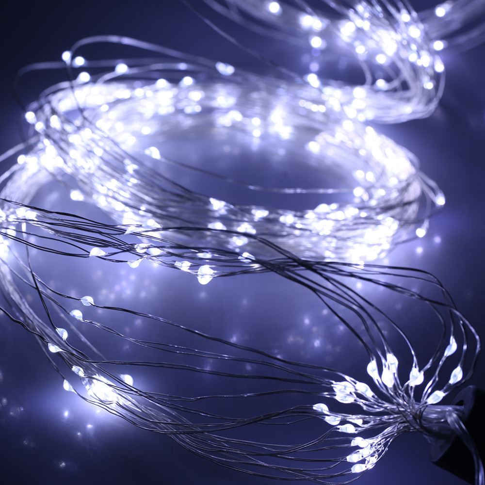 100 Cool White LED Battery Fairy String Lights - 10m