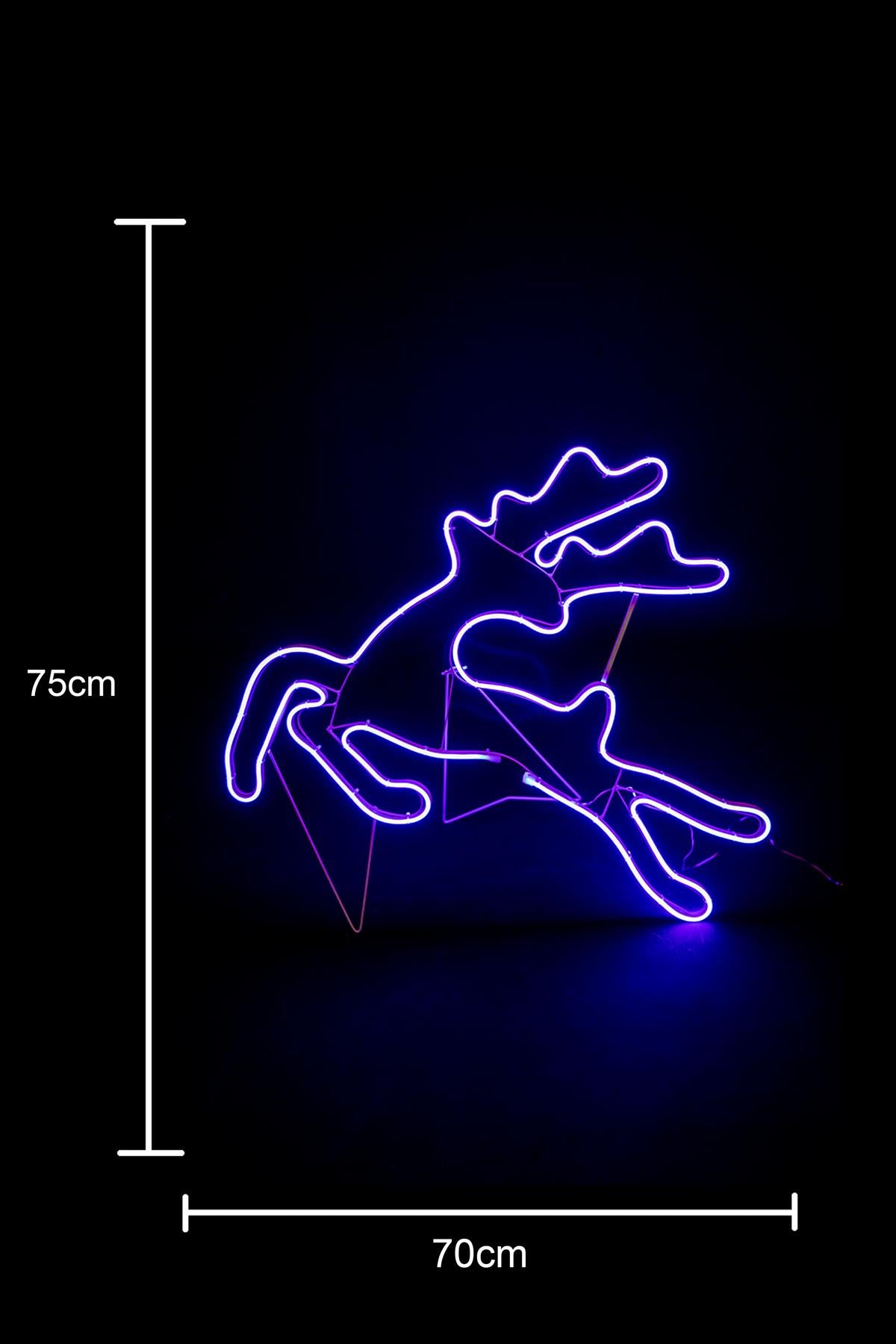 Jumping Reindeer Rope Light Silhouette - Blue, 69x58cm