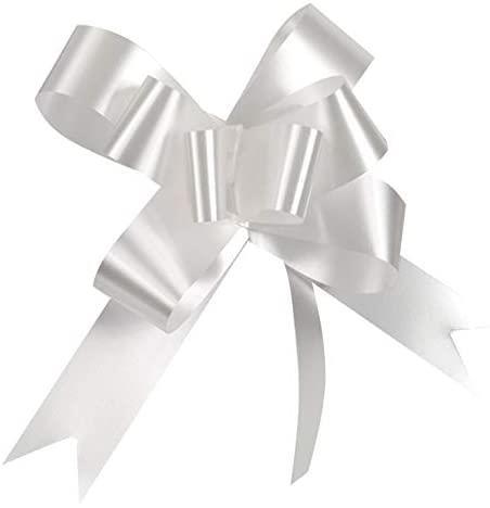 40 Pack White Pull Bows - 30mm