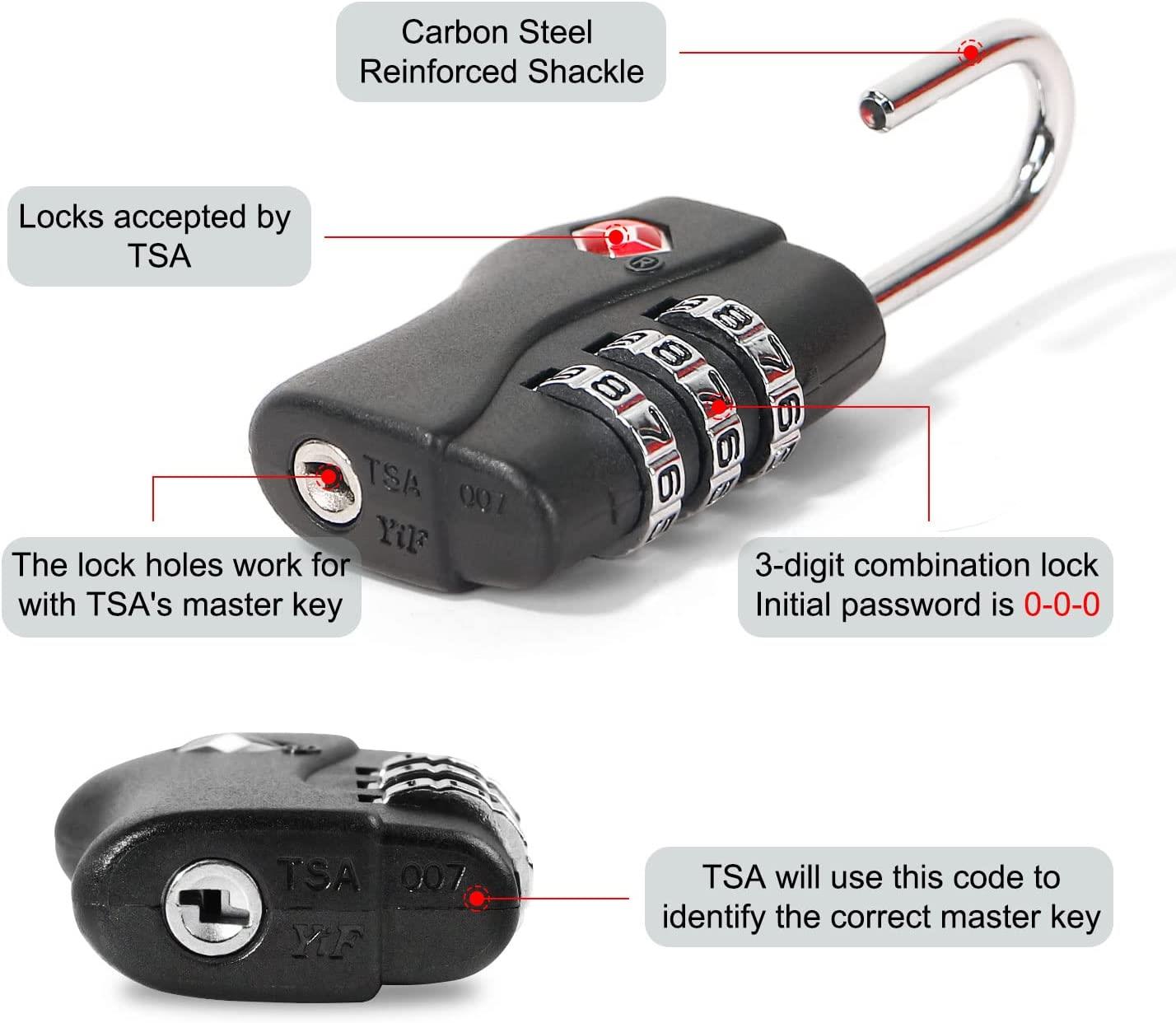 TSA Approved 3 Combination Travel Suitcase Luggage Padlock