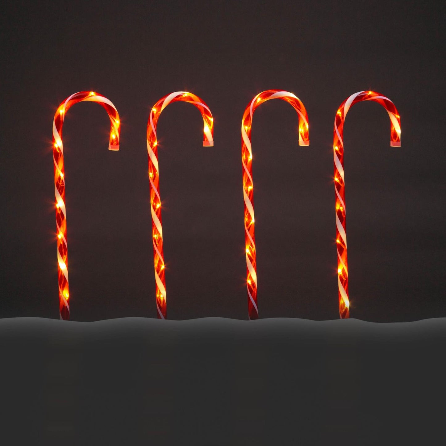 Set of 4 LED Candy Cane Stake Red & White Stripes - 72cm