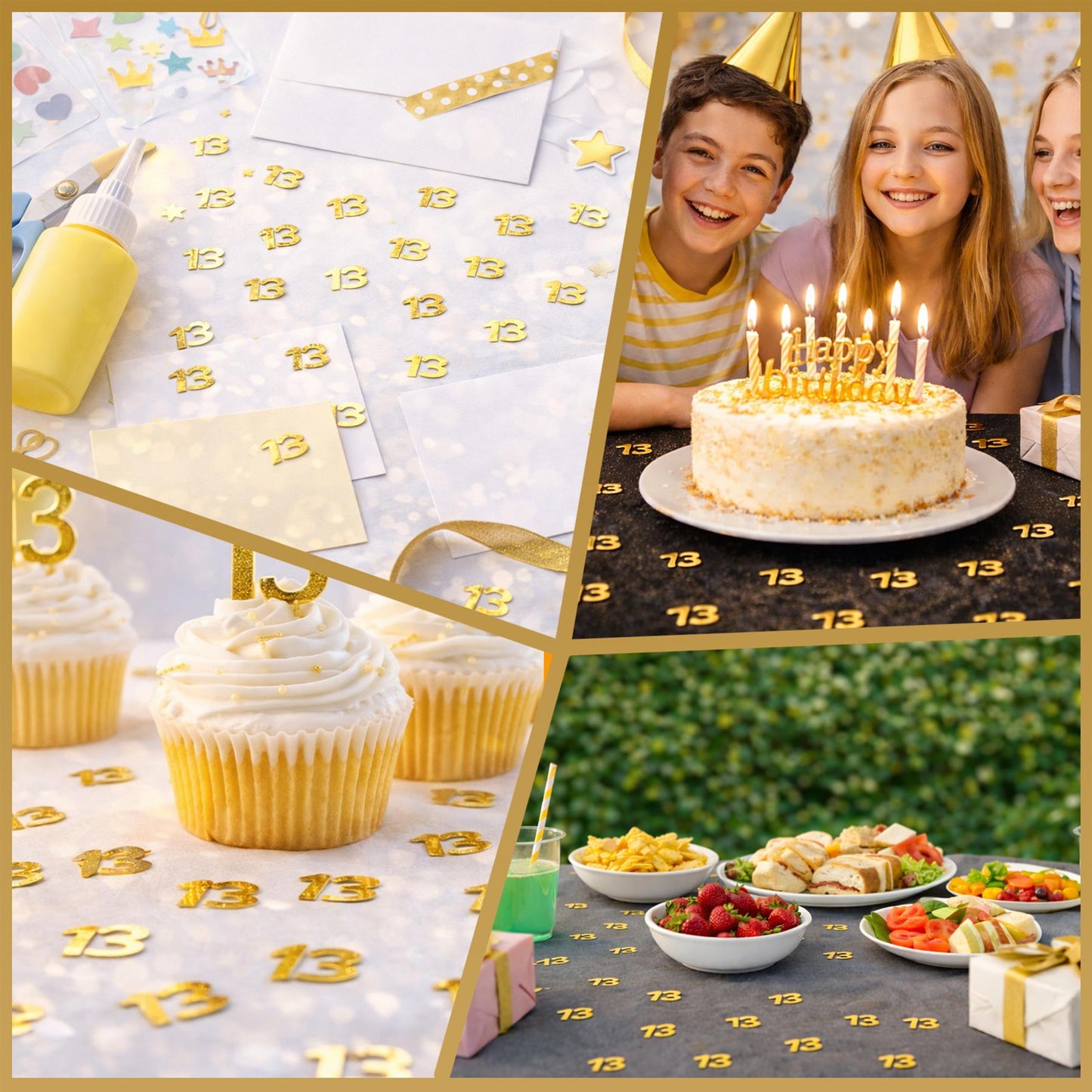 4 x 14g Gold 13th Birthday Confetti