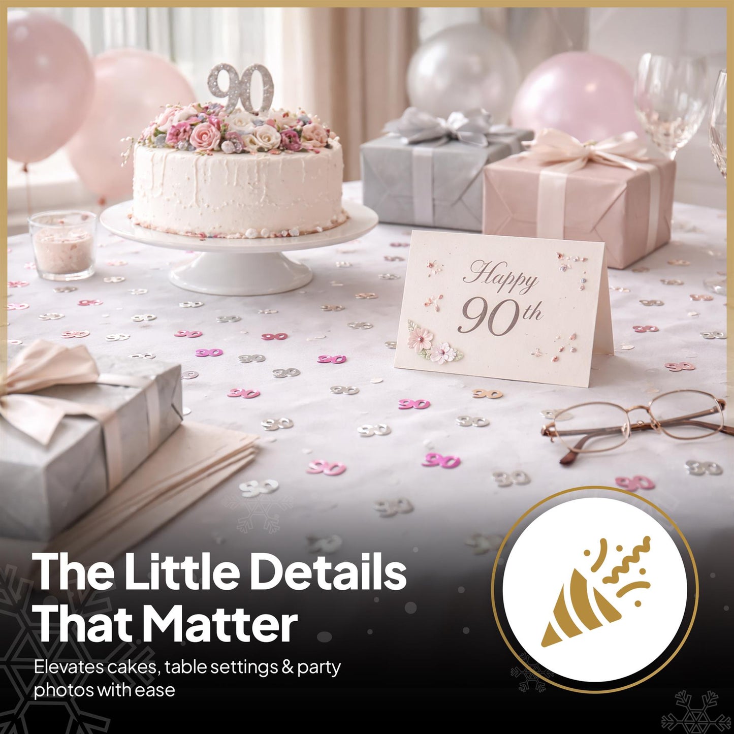 2 Packs of 14g Pink Happy 90th Birthday Confetti