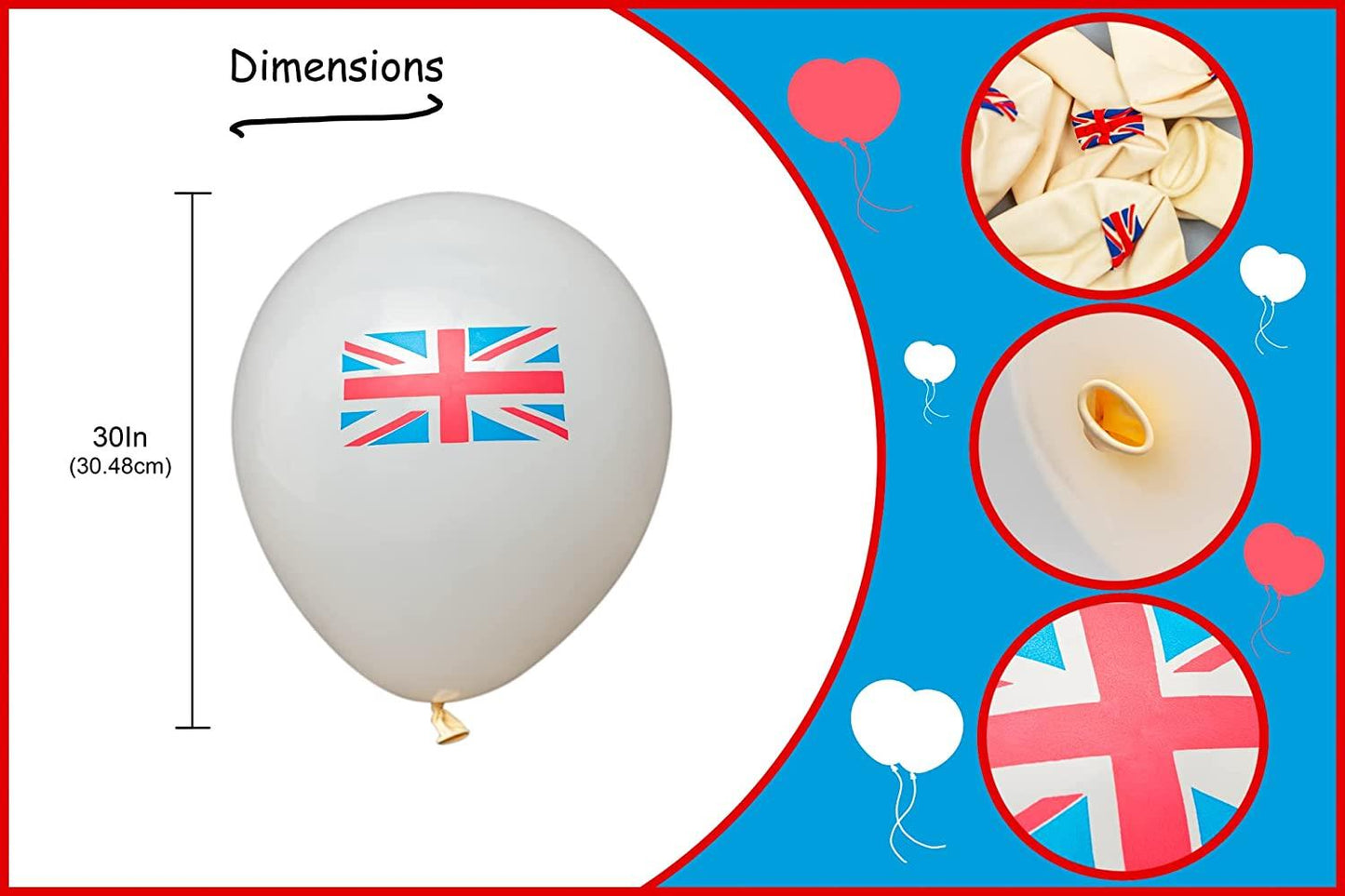 50 Union Jack Flag Printed Latex Balloons