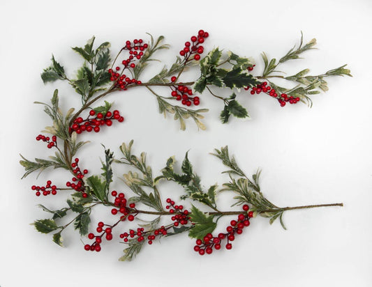 Natural Looking Garland with Berries & Leaves - 150cm