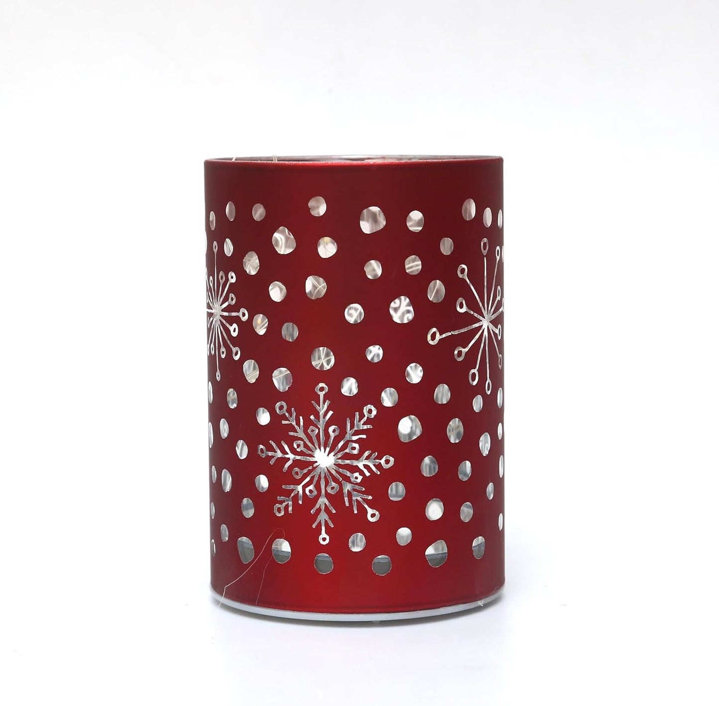 12cm LED Red Glass Vase (Snowfall)