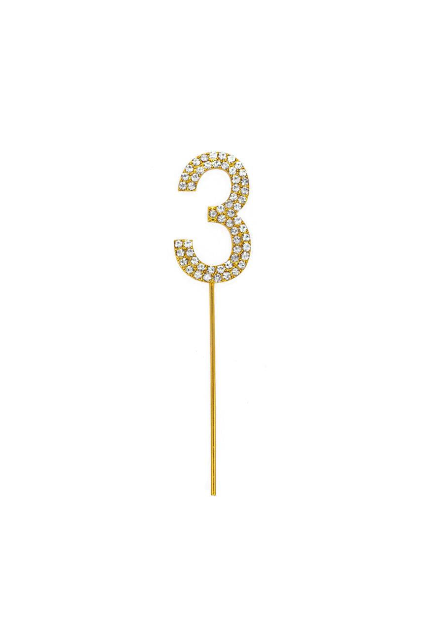 Gold Number 3 Cake Topper