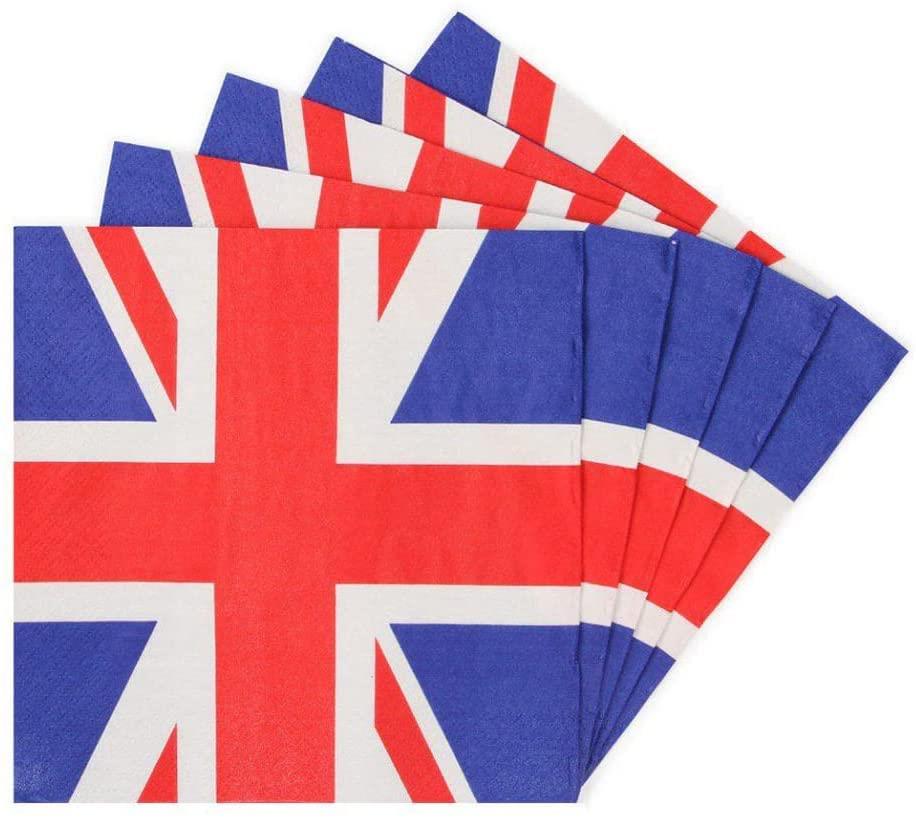 46Pcs Union Jack Party Tableware - Plates, Napkins, Cups