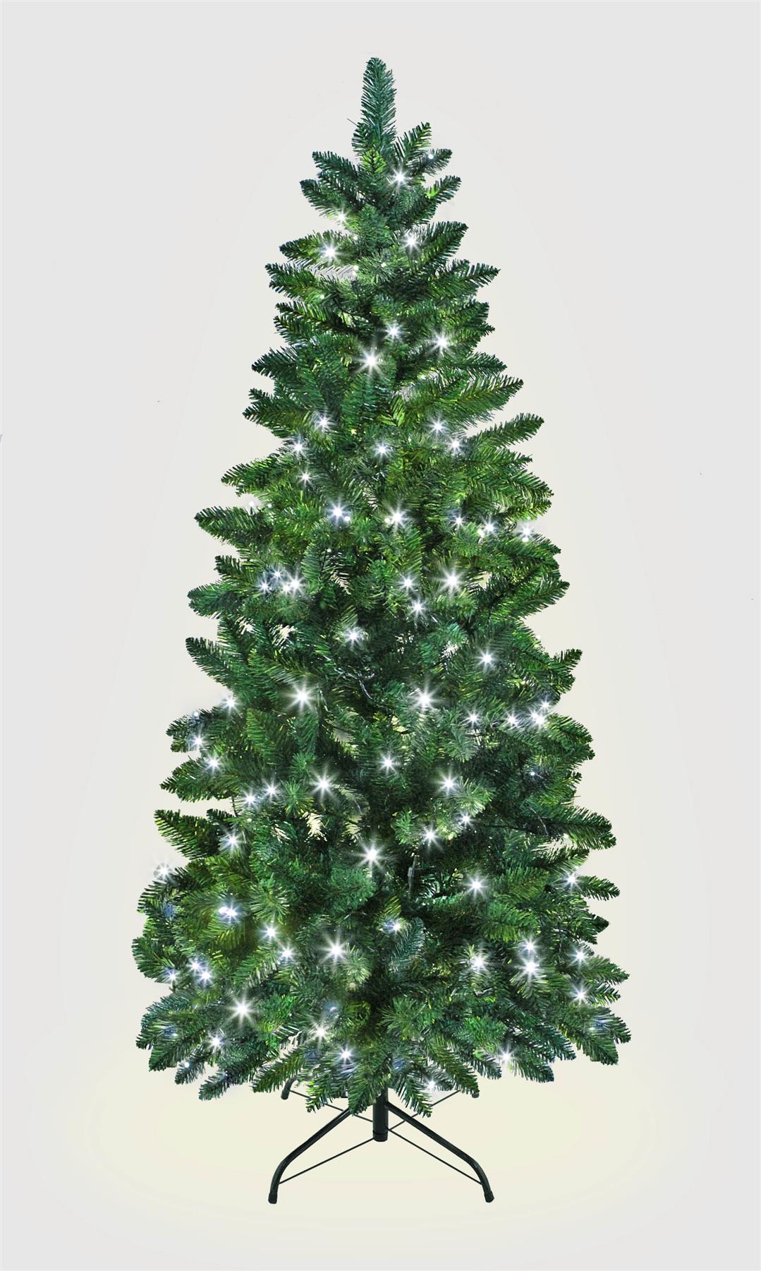 8ft Pre-Lit Slim Christmas Tree with White LEDs