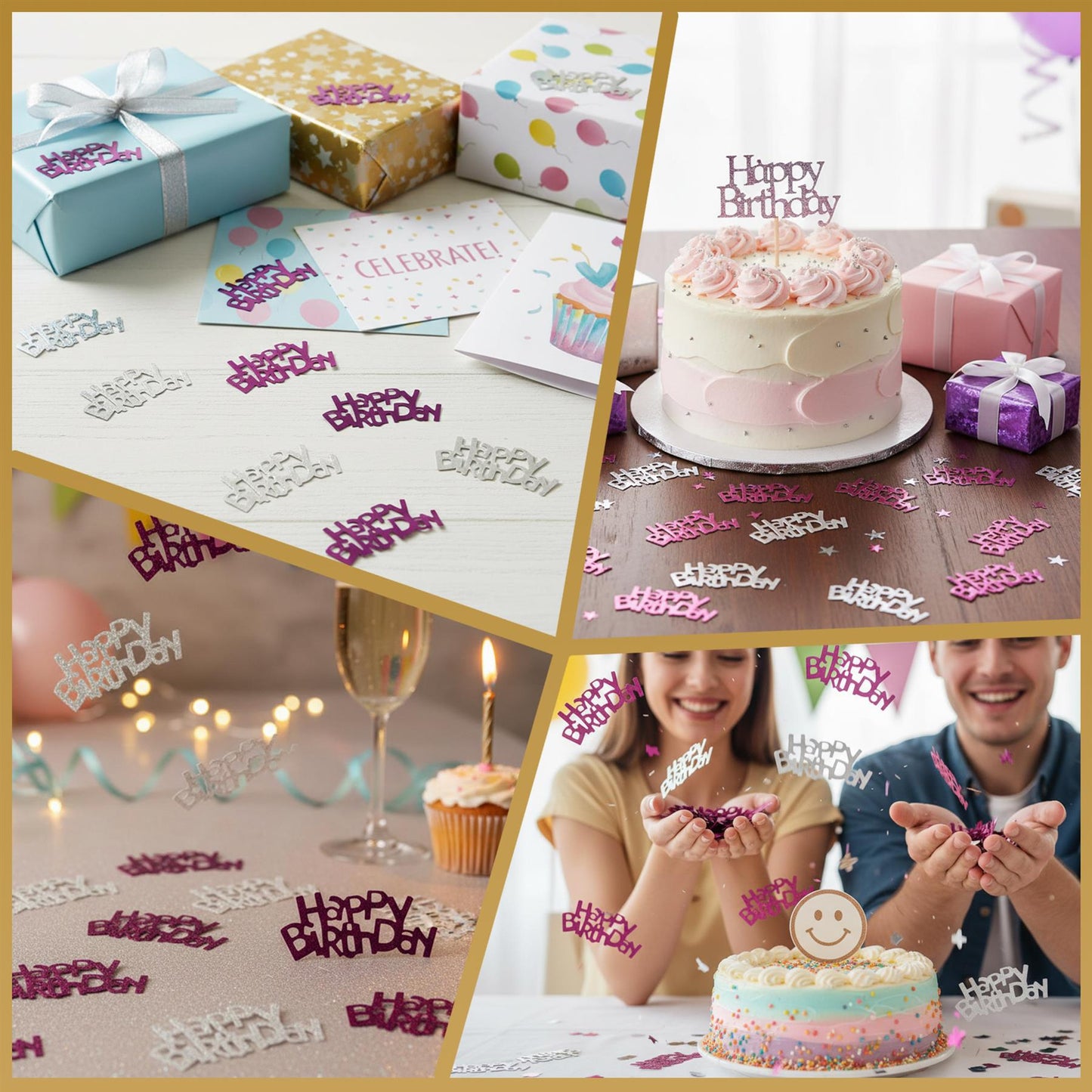 1 PKS Happy Birthday Confetti Pink & Silver 14g