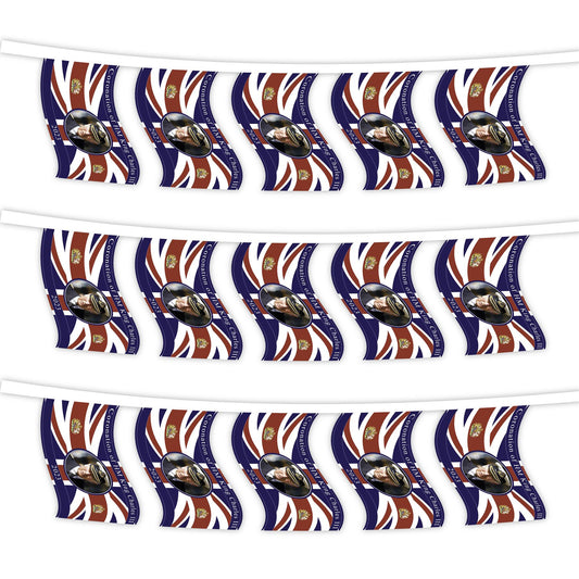 King Charles Image Bunting 20m 48 Flags Polyester - 30cm x 20cm