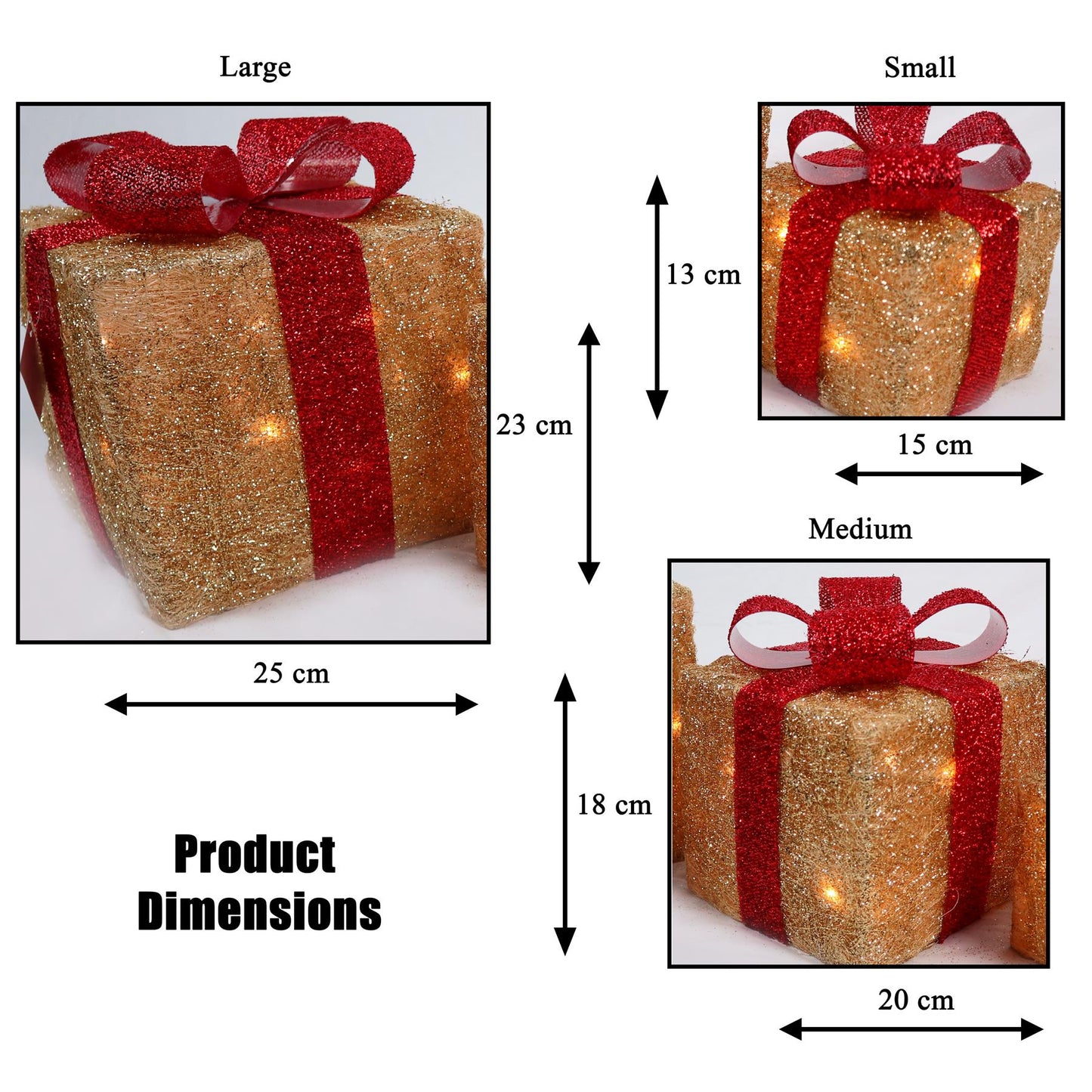 Gold Sisal Giftbox with 20 LEDs