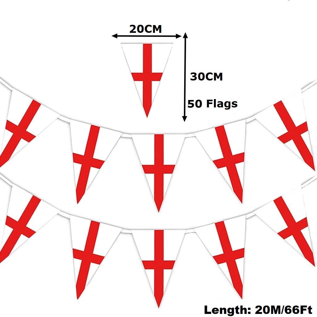 St. George Triangle Bunting - 20x30cm, 20m, 50 Flags