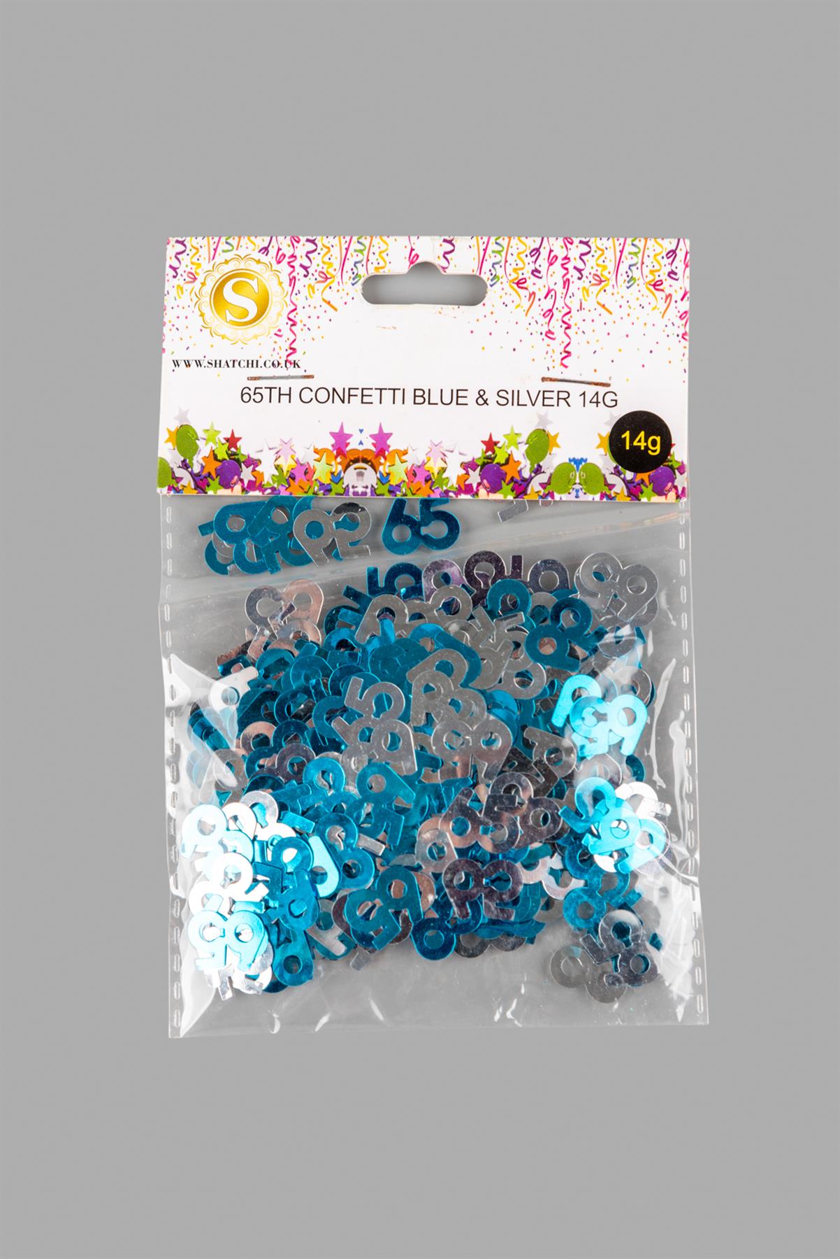 Pack of 1 Blue & Silver 65th Confetti - 14G