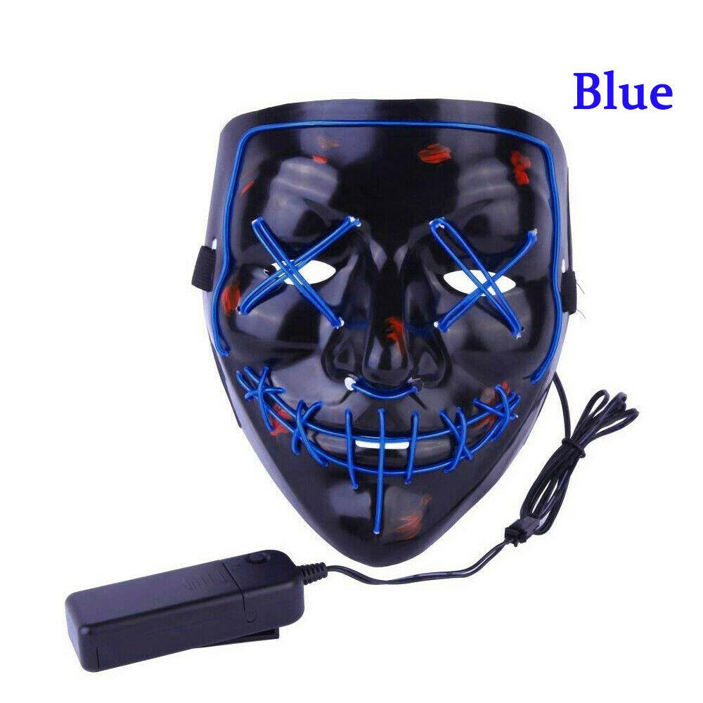 Blue Halloween Purge Mask with LEDs