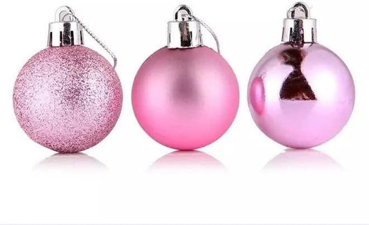 Pink Baubles - 6cm, 18-Piece Set, PVC