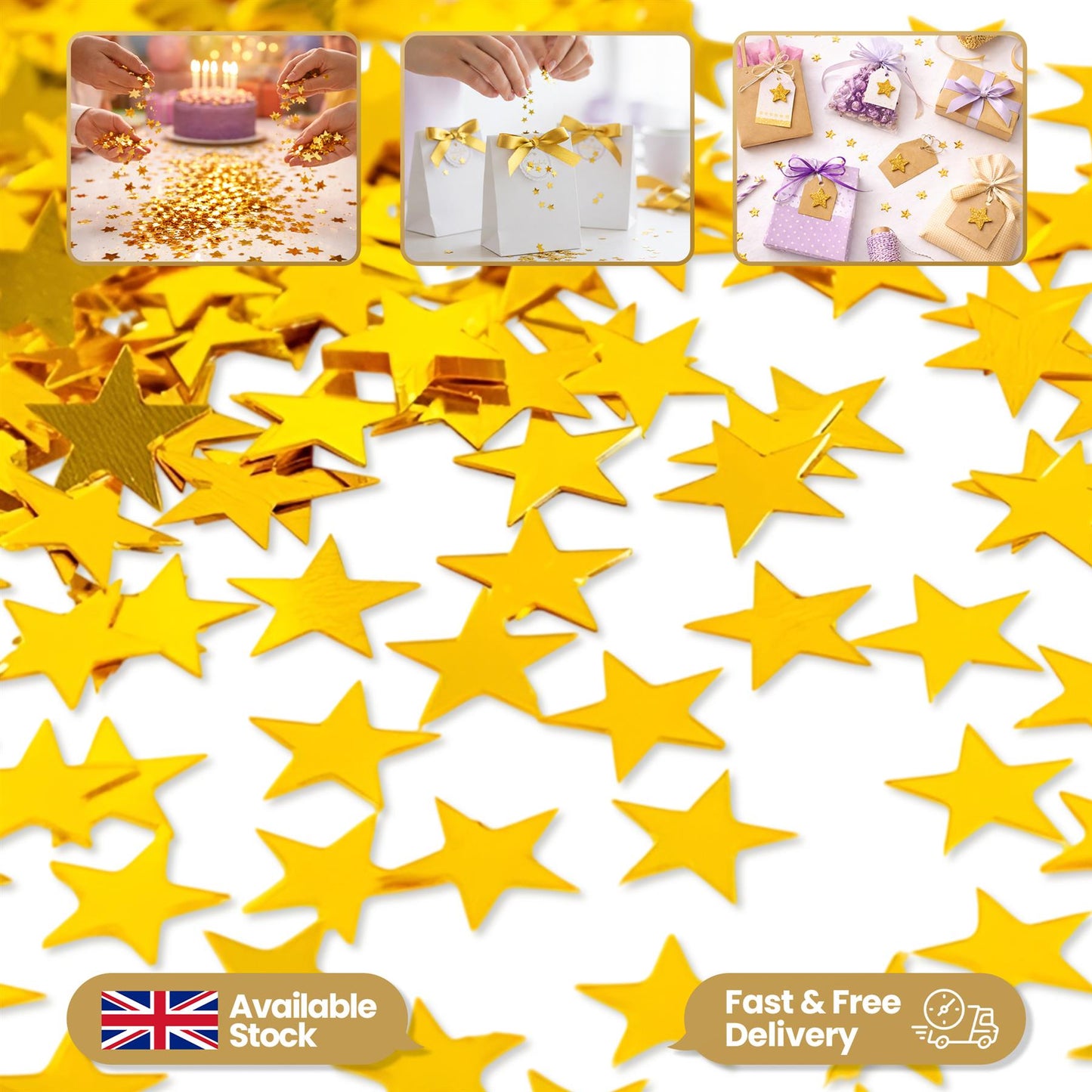 5 Packs of Gold Star Confetti (14g)