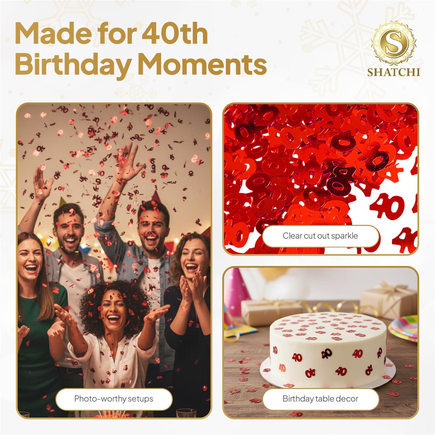 14g 40th Birthday Red Confetti