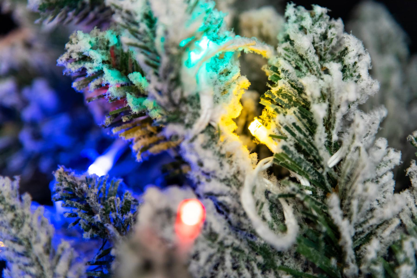 Pre-Lit Multicolor LEDs Lapland Fir Snow Flocked Garland