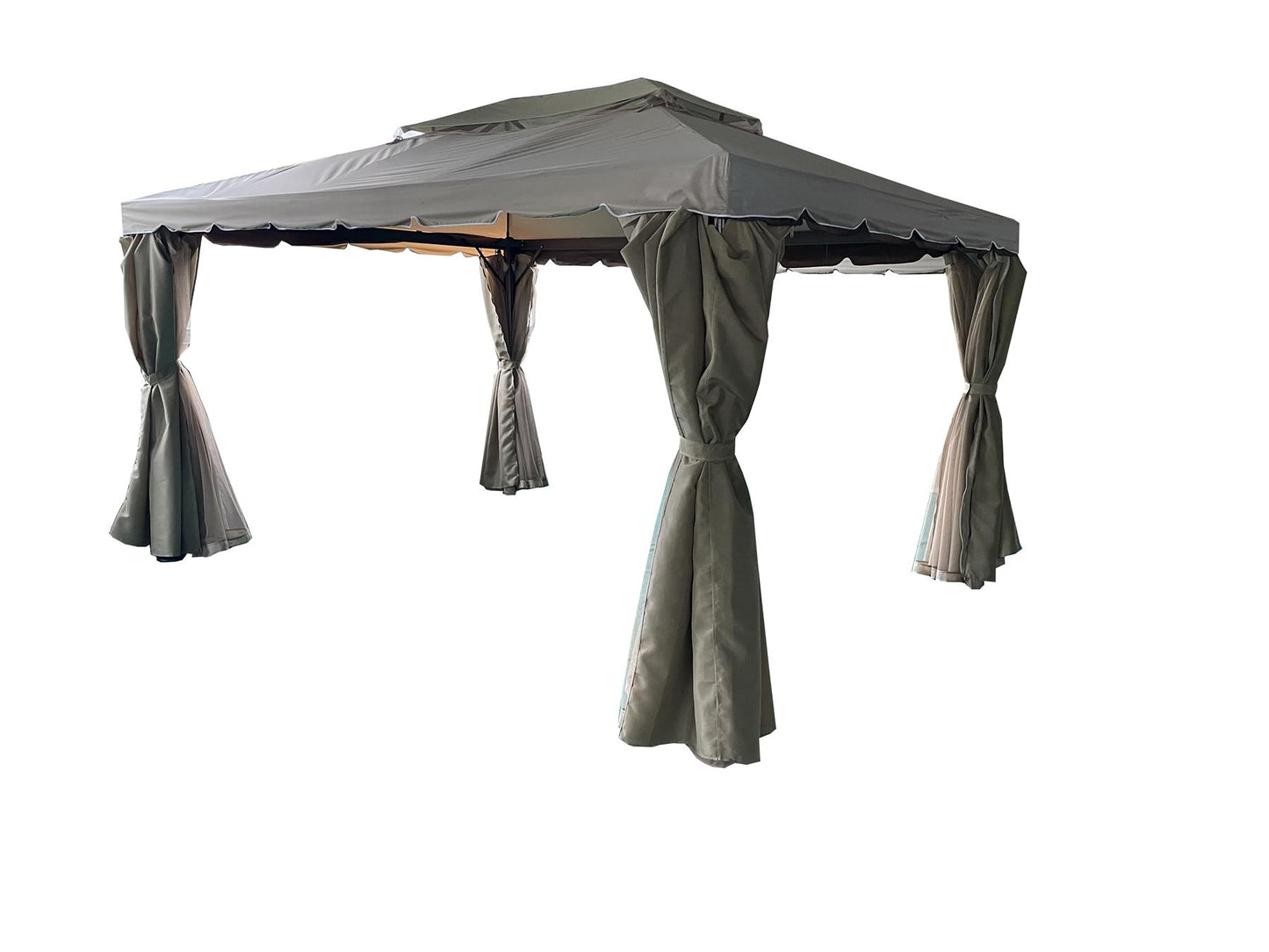 3x4x2.75m Khaki Gazebo with Nets Aluminium Frame