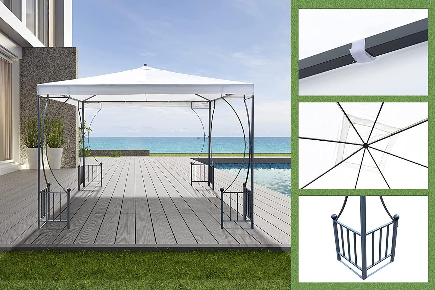 3X3m Gazebo Powder Coated Steel Frame