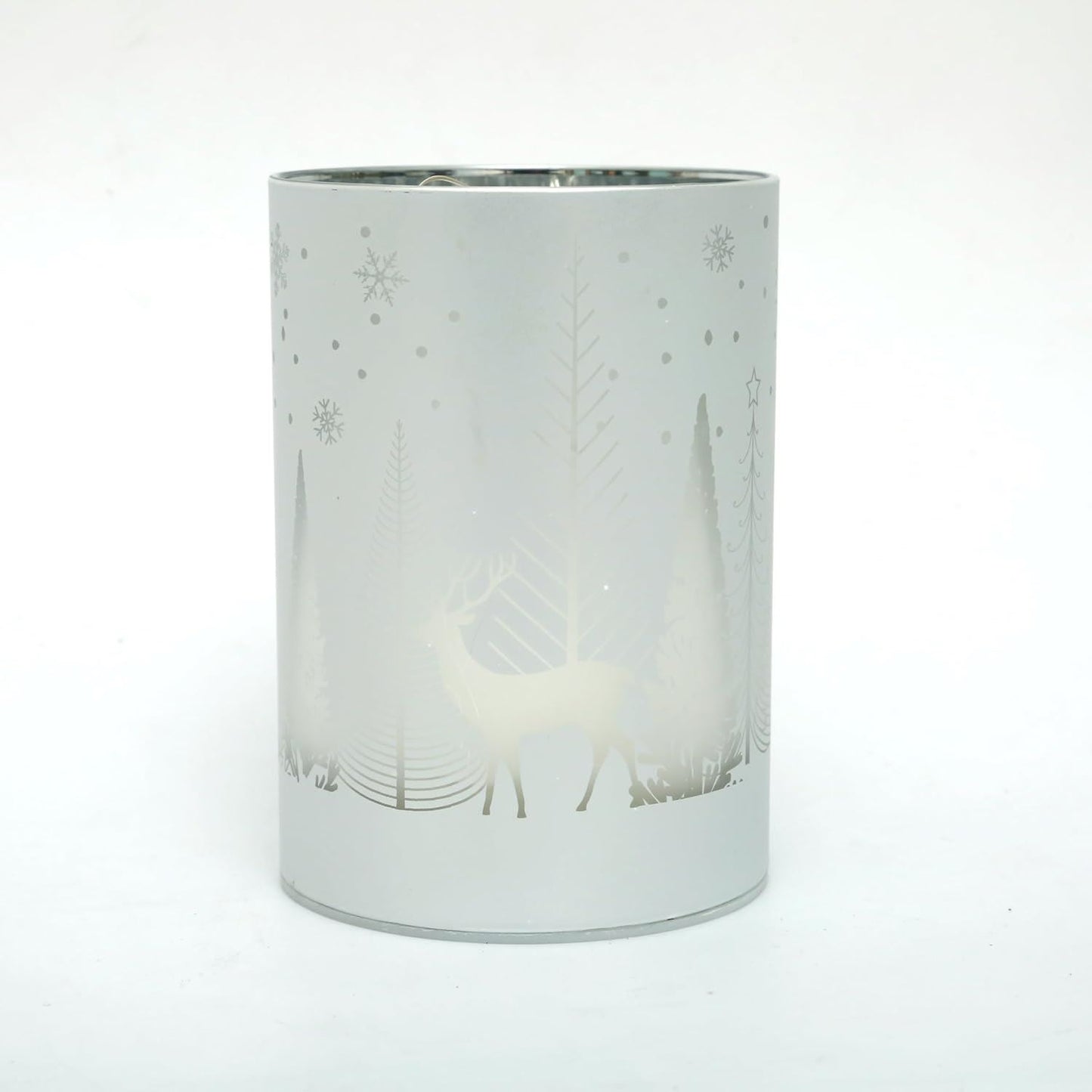 17cm LED Silver Christmas Vase