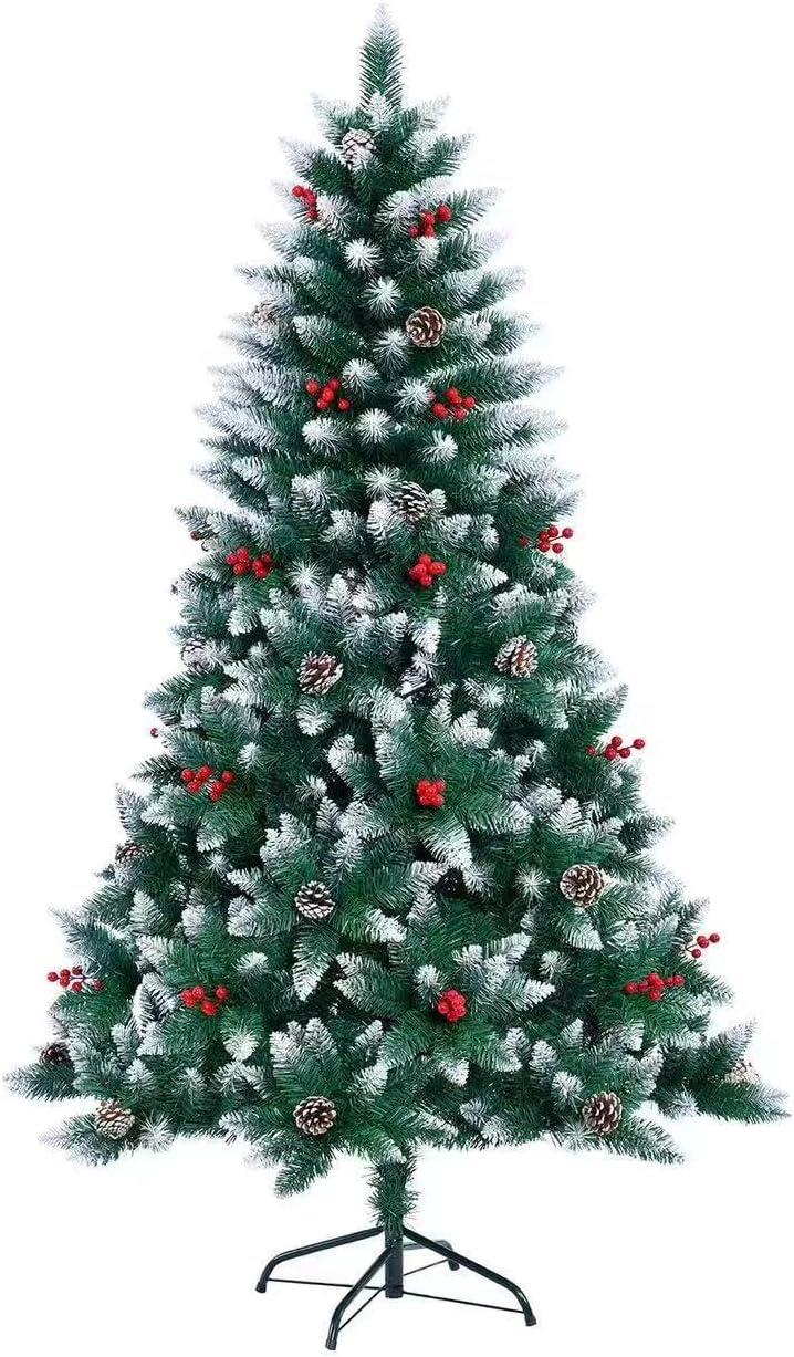 6ft Balmoral Fir Christmas Tree - 634 Tips, Flocked Tips, Berries and Pine Cones