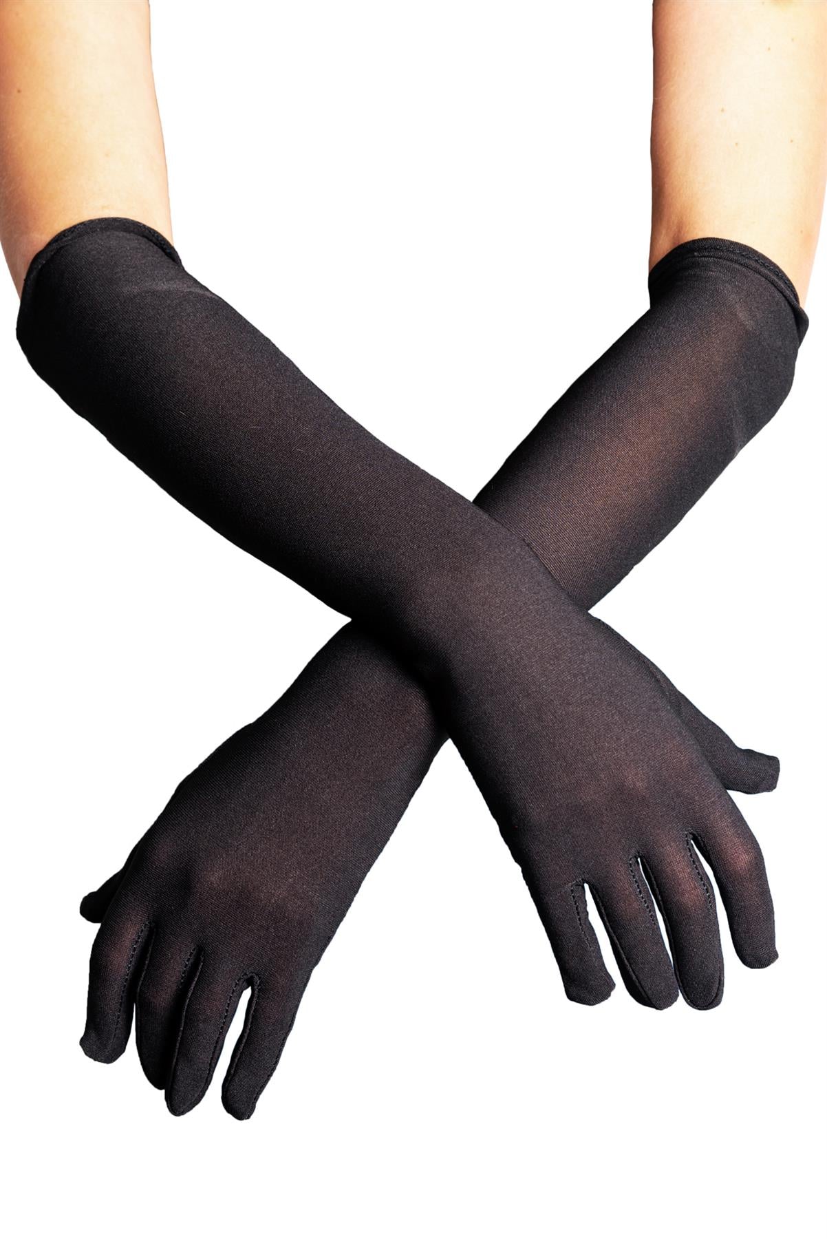 Women's Black Elbow Length Gloves (55cm)