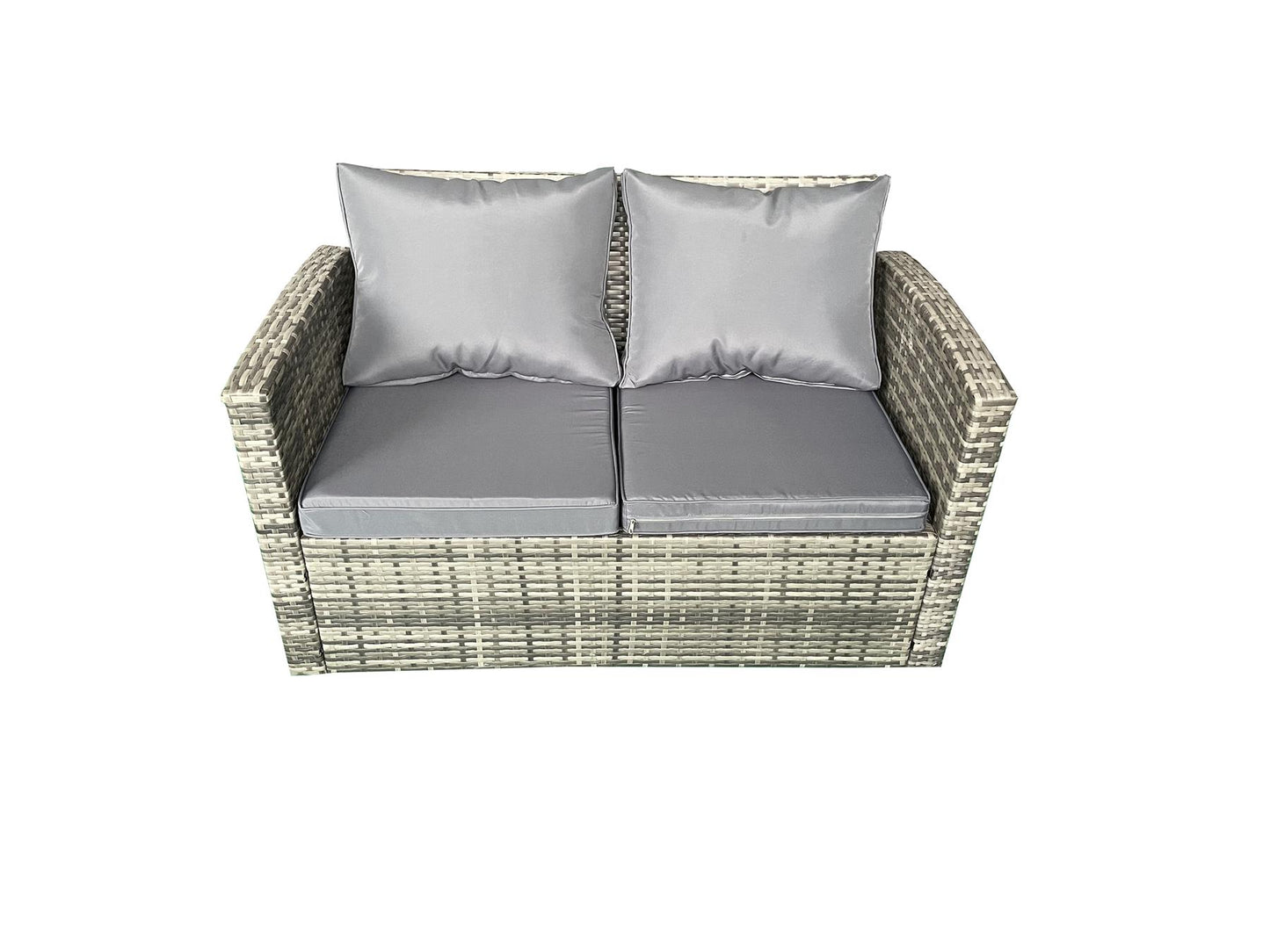 Grey Rattan Sofa Set (3 Seater, 2 Seater, 2 Chairs, 1 Storage Box, 1 Table)